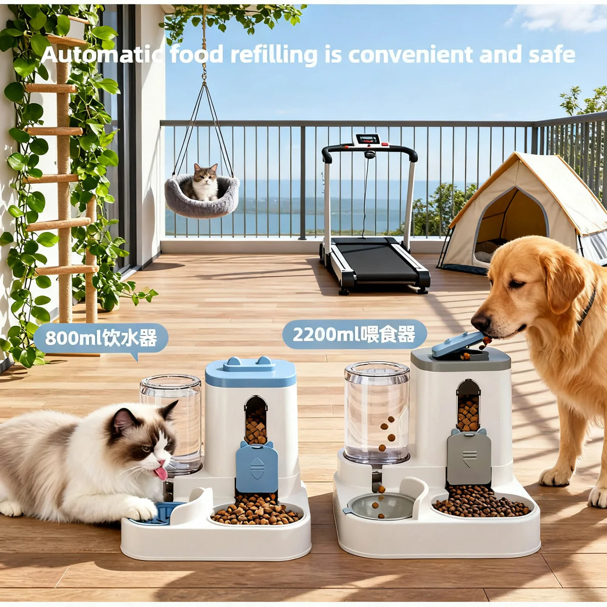 Gravity Pet Feeder & Waterer Set (Anti-Spill)